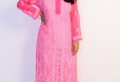 Buy Hand Embroidered Lucknowi Chikan Pink Georgette Kurti