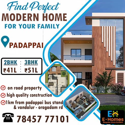 2BHK & 3BHK Independent House for Sale @ Padappai